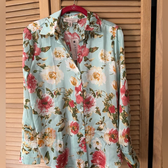 NWT Philosophy by republic long sleeve floral print blouse - Picture 1 of 6